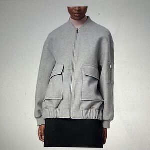 Gray Oversized Bomber Jacket